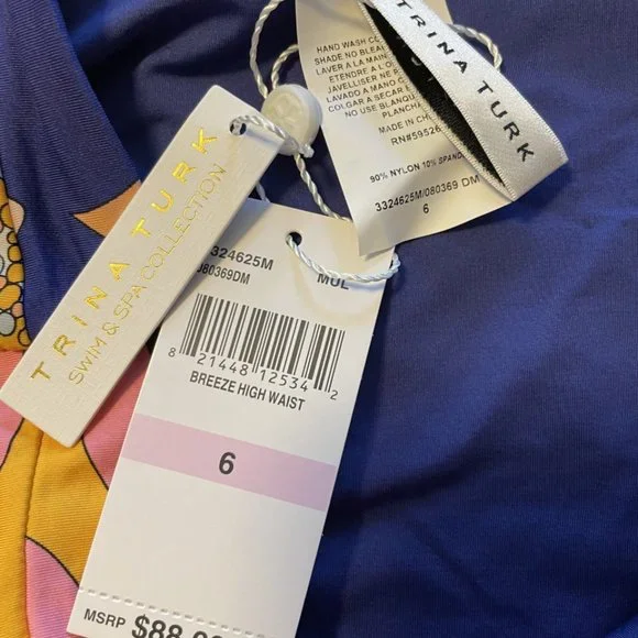 NWT Trina Turk Breeze Two Piece Bikini Swimsuit Size 6 High Waist Bottoms Ruffle - Picture 9 of 12